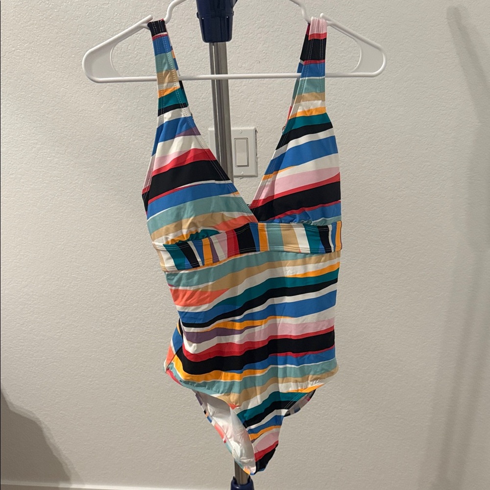 CALE Colorful Striped One Piece Swimsuit